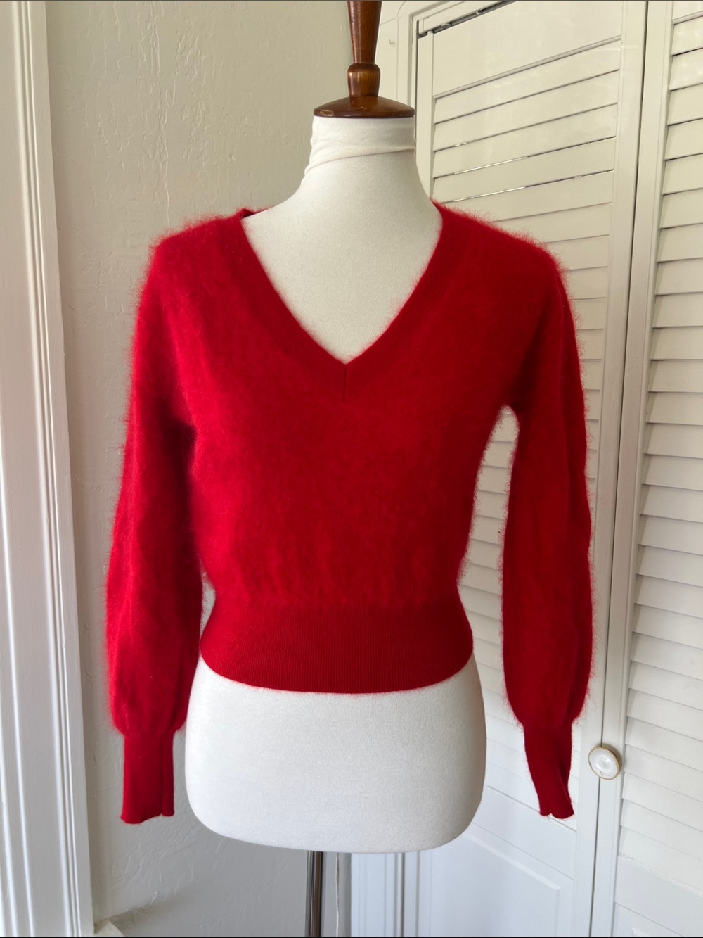 J. Crew Red Cashmere Fuzzy Sweater